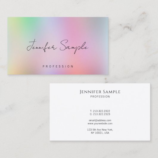 Custom Modern Elegant Template Handwritten Script 名刺 (正面/裏面)