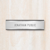 Custom Modern Elegant Template Luxe Faux Silver サインプレート (正面)