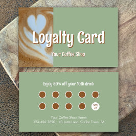 Custom Modern Eucalyptus Coffee Cafe Customer ロイヤリティカード