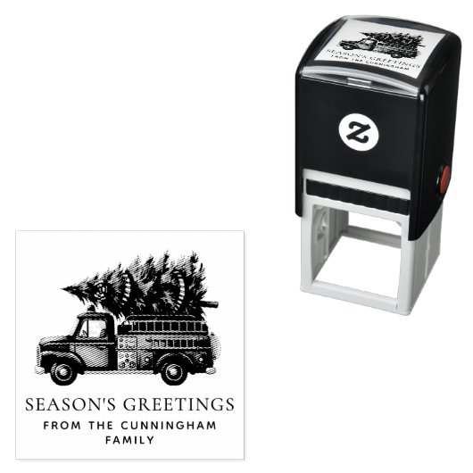 Custom Modern Firefighter Christmas Fire Truck セルフインキングスタンプ (インサイチュ)