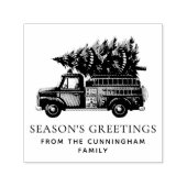 Custom Modern Firefighter Christmas Fire Truck セルフインキングスタンプ (デザイン)