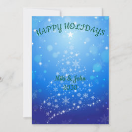 Custom Modern Foil Blue Christmas Holiday Card  シーズンカード