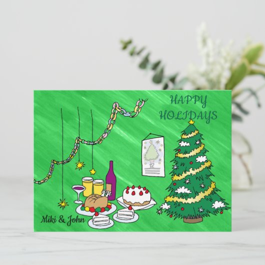 Custom Modern Fun Christmas Holiday Card シーズンカード (スタンド正面)
