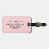 Custom Modern Girly Blush Pink Monogram Name ラゲッジタグ (裏面横)