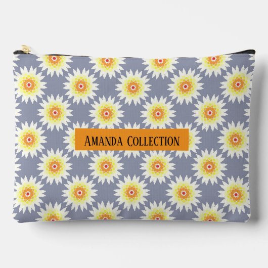 Custom modern girly floral bright purple chic アクセサリーポーチ (正面)