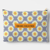 Custom modern girly floral bright purple chic アクセサリーポーチ (裏面)