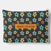 Custom modern girly floral pattern grey viory blue アクセサリーポーチ (裏面)