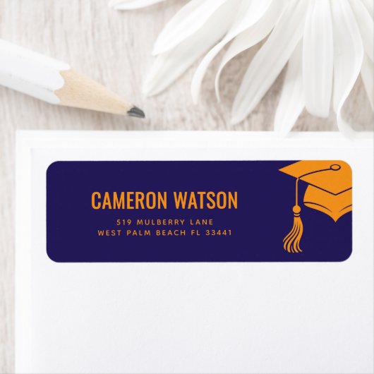 Custom Modern Grad Hat and Tassel Graduation ラベル (インサイチュ)