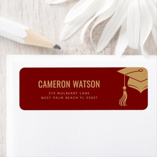 Custom Modern Grad Hat and Tassel Graduation ラベル (インサイチュ)