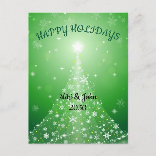 Custom Modern Green Christmas Holiday Postcard  シーズンポストカード (正面)