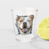 Custom Modern Grunge Pet Lover Pitbull Dog Photo ショットグラス (正面)