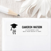 Custom Modern Hat and Tassel Graduation ラベル (インサイチュ)