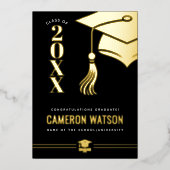 Custom Modern Hat and Tassel Graduation Foil Card 箔シーズンカード (正面)