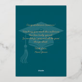 Custom Modern Hat and Tassel Graduation Foil Card 箔シーズンカード (裏面)