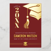 Custom Modern Hat and Tassel Graduation Foil Card 箔シーズンカード (正面)