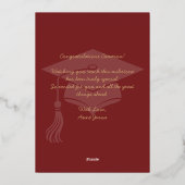 Custom Modern Hat and Tassel Graduation Foil Card 箔シーズンカード (裏面)