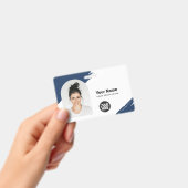 Custom Modern ID Card Simple QR Arc Photo Brush バッジ (手持ち)