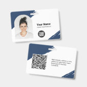 Custom Modern ID Card Simple QR Arc Photo Brush バッジ (正面＆裏面)