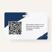 Custom Modern ID Card Simple QR Arc Photo Brush バッジ (裏面)