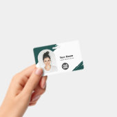 Custom Modern ID Card Simple QR Arc Photo Brush バッジ (手持ち)