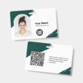Custom Modern ID Card Simple QR Arc Photo Brush バッジ (正面＆裏面)