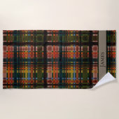 CUSTOM Modern Midcentury Madras ビーチタオル (正面)