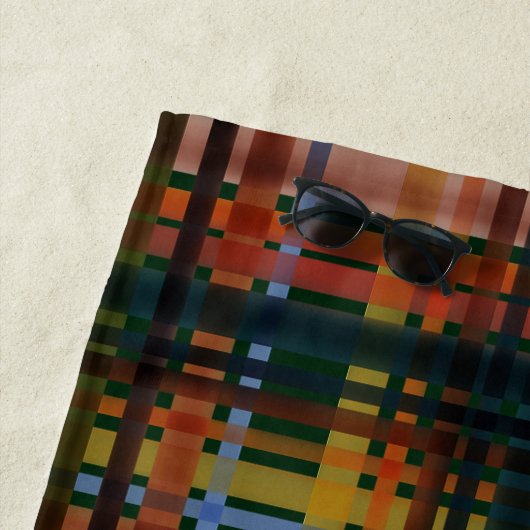 CUSTOM Modern Midcentury Madras ビーチタオル (インサイチュ)