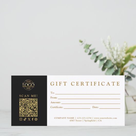 Custom Modern Minimalist Business Gift Certificate (スタンド正面)