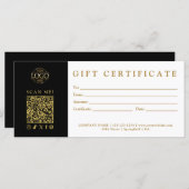 Custom Modern Minimalist Business Gift Certificate (正面/裏面)