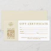Custom Modern Minimalist Business Gift Certificate (正面/裏面)