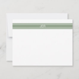 Custom Modern Minimalist Sage Green Monogram ノートカード