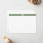 Custom Modern Minimalist Sage Green Monogram ノートカード (正面/裏面インサイチュ)