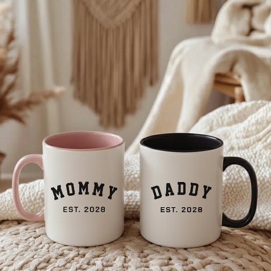 Custom Modern Mom Dad Mug Gift for Future Parents ツートーンマグカップ