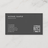 Custom Modern Monogram QR Code Elegant Black Grey 名刺 (裏面)