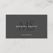 Custom Modern Monogram QR Code Elegant Black Grey 名刺 (正面)