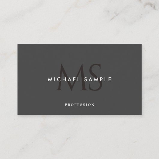 Custom Modern Monogram QR Code Elegant Black Grey 名刺 (正面)