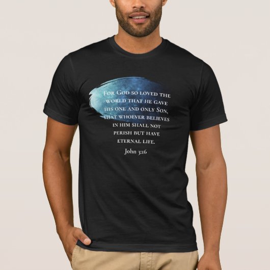 Custom Modern Nebula John 3:16 Bible Scripture Tシャツ (正面)