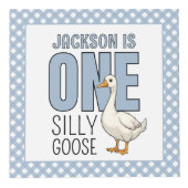 Custom Modern One Silly Goose 1st Birthday Photo フォトキューブ (正面)