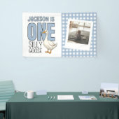Custom Modern One Silly Goose First Birthday Party 横断幕 (トレードショー)