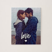 Custom Modern Photo Love Script Couple ジグソーパズル (縦)