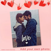 Custom Modern Photo Love Script Couple ジグソーパズル