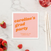 Custom Modern Pink Orange Retro Graduation Party スタンダードカクテルナプキン (インサイチュ)