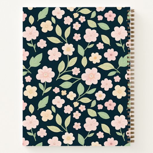 Custom Modern Pink Wildflowers ノートブック (裏面)