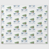 Custom Modern Police Officer Christmas Tree Car ラッピングペーパー (フラット)