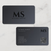 Custom Modern QR Code Elegant Black Monogram 名刺 (正面/裏面)