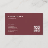 Custom Modern QR Code Monogram Elegant Wine Color 名刺 (裏面)