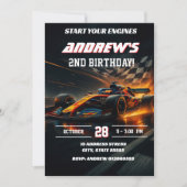 Custom Modern Race Car birthday party 招待状 (正面)