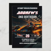 Custom Modern Race Car birthday party 招待状 (正面/裏面)