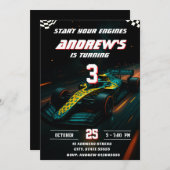 Custom Modern Racing Car birthday party 招待状 (正面/裏面)