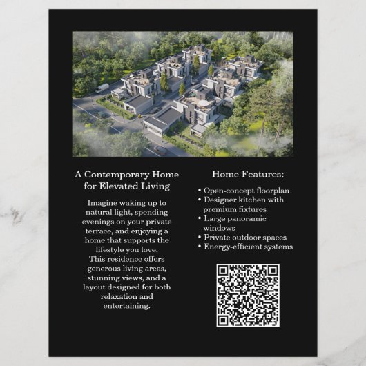 Custom Modern Real Estate Flyer with QR Code チラシ (裏面)